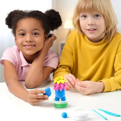 HEY CLAY Set - Colourful Modeling Air Dry Clay Kit for Kids 15 cans and Sculpting Tools with Fun Interactive Instructions App - Children 3+ (Monsters) - style: Monsters