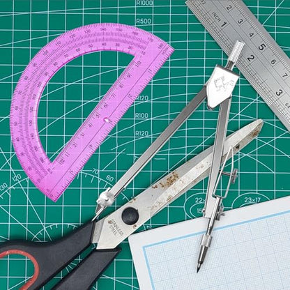 Students Geometry Math Set, Drawing Compass and 6 Inch Transparent Swing arm Protractor 180 Degree Math Protractor (Pink) - color: Pink