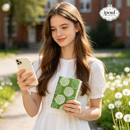 Embroidered Mini Notebook for Girl, Small Fabric Hardcover Journal, A6, 264 Pages, 4x6 Lined Notebook & unlined Sketchbook, Cute Diary, Pocket Notepad Kids Journal, Green Leaf. - color: A6-Leaf Green
