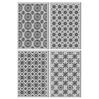 4 Sheets Simple Flowers Pattern Clay Texture Mat Plaid Flower Polymer Clay Texture Sheets DIY Tools for Pottery Earring Jewelry Making Stamp Engraving Machines, 3.9x2.6inch - style: Plaid Flower