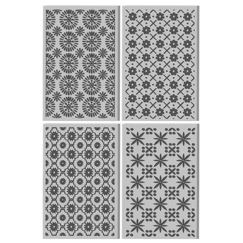 4 Sheets Simple Flowers Pattern Clay Texture Mat Plaid Flower Polymer Clay Texture Sheets DIY Tools for Pottery Earring Jewelry Making Stamp Engraving Machines, 3.9x2.6inch - style: Plaid Flower