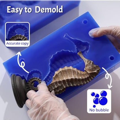 LET'S RESIN Silicone Molds Making Kit 30A, Blue Silicon for Making 2 Part Molds, Liquid Silicone Rubber Mixing Ratio 1:1 - Ideal for Resin Molds, 3D Molds DIY Making (20.8oz) - size: Small