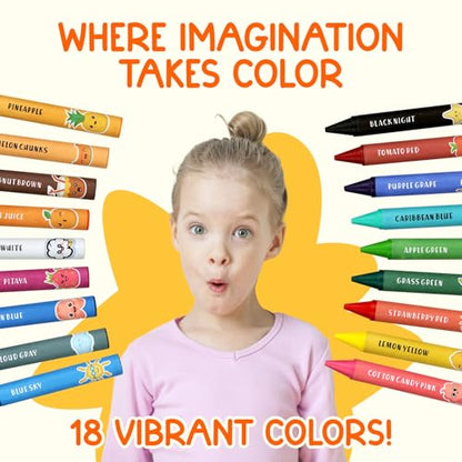ZENO 18-Color Jumbo Crayons – Non-Toxic and Washable for Toddlers (1-3) & Kids (4-8) – Easy-to-Hold Large Crayons, Perfect for Travel, Art, and Early Childhood Activities