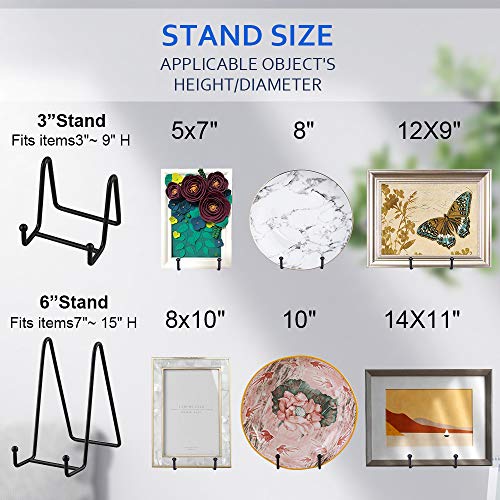 Artliving Plate Stands for Display - Iron Easel Stand Plate Holder Display Stand Picture Frame Stand for Pictures | Photo|Decorative Plate |Dish | Tabletop Art - 3 inch-Black - size: 3“（6 pack）