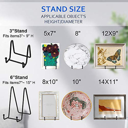 Artliving Plate Stands for Display - Iron Easel Stand Plate Holder Display Stand Picture Frame Stand for Pictures | Photo|Decorative Plate |Dish | Tabletop Art - 6 inch-Black - size: 6“（2 pack）