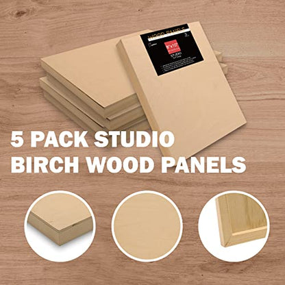 Cupohus Unfinished Wood Boards Canvas for Painting, 5 Packs 3/4'' Deep Cupohus 8'' x 10'' Wooden Cradled Panels for Pouring Art, Crafts, Paints and More - size: 8" x 10"