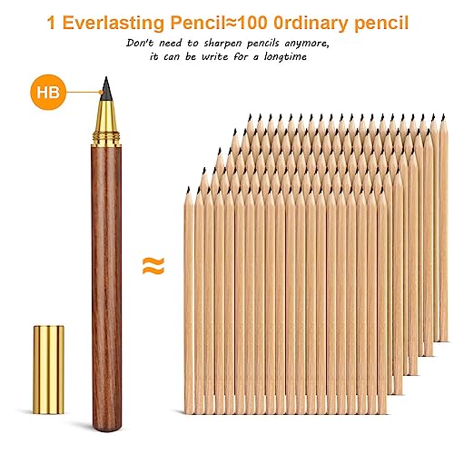 HOTUT Inkless Pencil - 4pcs Everlasting Wooden Infinity Pencil, Wood-Cased Graphite Reusable for Writing Drawing, Students Home Office School Supplies - color: 4pcs-Wooden