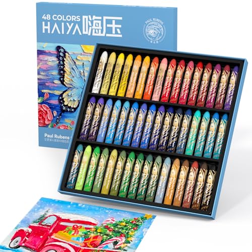 Paul Rubens Oil Pastels Set - 48 Vibrant Colors, Ultra-Soft and Creamy Texture, Easy to Blend for Artists and Beginners - Bullet Head Design for Drawing, Painting, Sketching - New Packaging - style: 48 Basic Colors