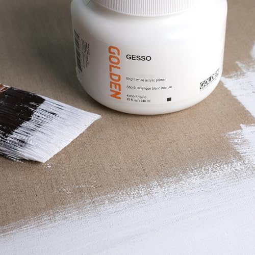 GOLDEN Gesso, 16 fl. oz. Jar, Professional Acrylic Gesso, Opaque