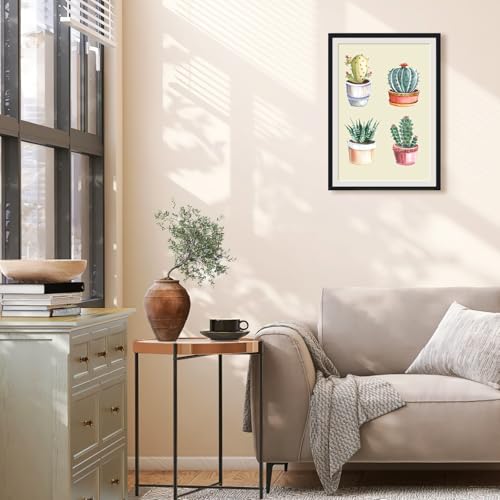 Ginkko Paint by Numbers Kit for Adults Beginner & Kids Ages 8-12 with Wooden Frame Easy Acrylic on Canvas 8x12 inch with Paints and Brushes, Cactus Plant(Include Framed) - color: Cactusplant framed, size: 8x12 Inch