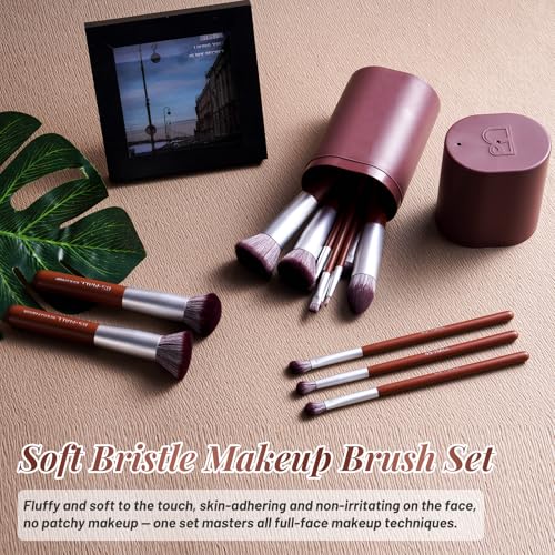 BS-MALL Makeup Brush Set 14 Pcs With Case - Foundation Brush, Concealer Brush, Blush Brush & Flawless Application – Complete Luxury Cosmetic Brush Kit For Travel & Daily Use (Brown) - color: Brown