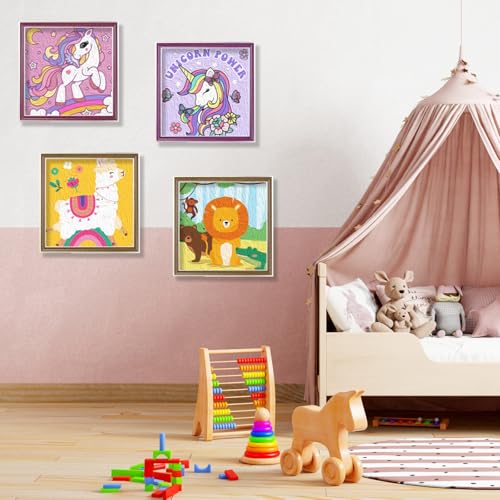 CONDA 12 Pcs Pre Drawn Canvas to Paint 6x6 Inch, Animal Pre Printed Canvas for Painting with 12 Acrylic Paint Sets and 12 Brushes for Kids Beginners Students, DIY Paint Art Supplies - color: Animal Canvas Kit