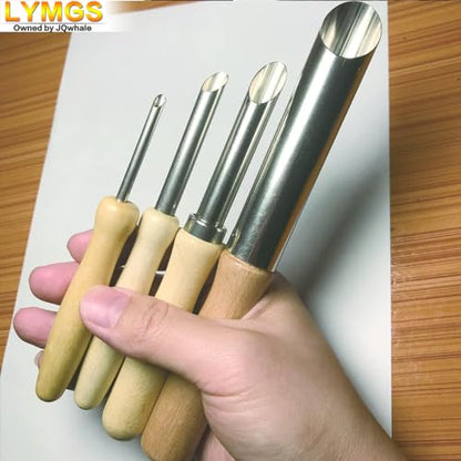 LYMGS Clay Circular Hole Cutter Tool Set, Wood Handle & Stainless Steel Round Hole Cutter for Pottery Sculpture DIY Clay Modeling, 4 Sizes a Pack