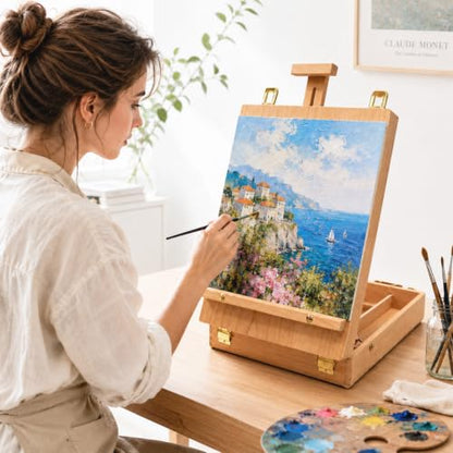 Table Easel Sketchbox Easel with Paint Brushes for Painting | Tabletop Easel Easy to Store Art Easel for Beginners Art Lovers - color: Sketchbox Easel