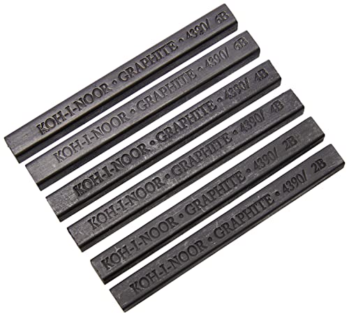 KOH-I-Noor FA4390 Gioconda Artist Graphite Blocks, 6-Pack - size: 6 Pack, style: Assorted