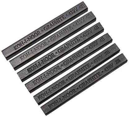 KOH-I-Noor FA4390 Gioconda Artist Graphite Blocks, 6-Pack - size: 6 Pack, style: Assorted