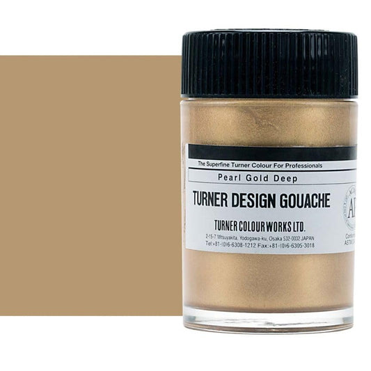 Turner Colour Works Design Gouache Premier Opaque Watercolor Paint - 40 ml Jar - Pearlescent Gold Deep - Watercolor Paint, Made in Japan, Opaque Layering Abilities