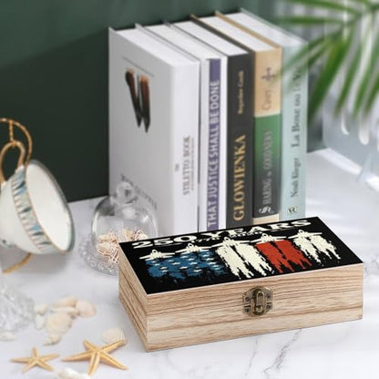 250 Year America Anniversary 1776 2026 Usa Flag Airplane Smoke Jewelry Box Wooden Rustic Multi-Purpose Organizer with Front Clasp for Jewelry, Crafts, Accessories & Small Items - color: style-7