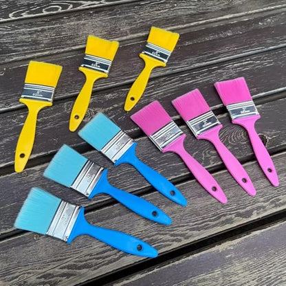 9-Pack Flat Paint Brushes 2 Inch, Paint Brush Set for Painting Acrylic Oil Crafts DIY, Bulk Paint Brushes for Walls,Touch Up,Trim Painting Supplies - size: 9 pcs, 2-in, Flat
