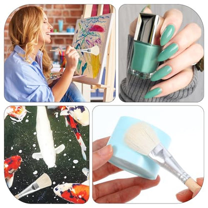 Mop Brush for Acrylic Painting, 7 Pieces Goat Hair Blending Brushes Set with Wooden Handle, Artist Paint Brushes for Watercolor Oil Painting Face Body Art Pottery Glazing & More