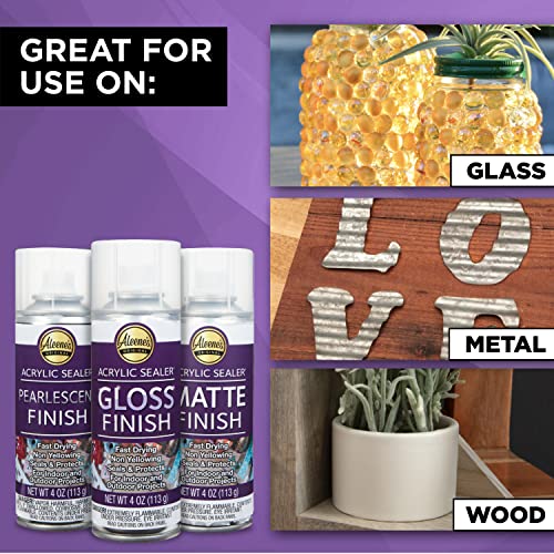 Aleene's Acrylic Spray Sealer Finish Varitey Pack 4 oz. 3 Pack - Gloss, Matte, Pearlescent