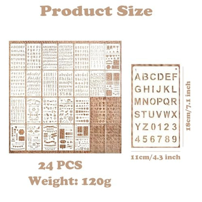 24 Pieces Stencils for Painting, Abstract Texture Mixed Media Art Supplies Crafts Reusable Layering Stencil Brick Pattern Templates for Drawing Card Making Canvas Furniture Paper (Type-C) - style: TYPE-C