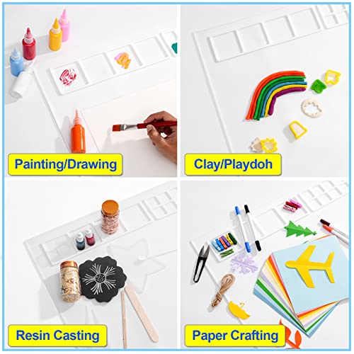 31.5" x 23.6" Extra Large Silicone Craft Mat for Table, Silicon Art Mat with 16 Paint Palette, 4 Color Mixing Grids & 5 Brush Holder, Multifunction Silicone Painting Matt for Crafts by Fogpoge, White