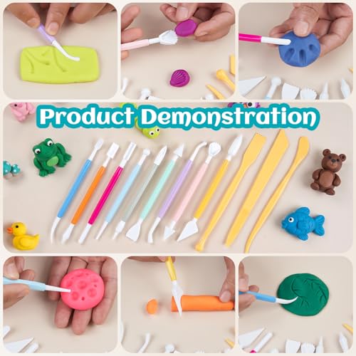 Amrules Clay Tools Kit, 25 PCS Polymer Pottery Tools Set for Beginner, Adults, Pottery Craft, Carving, Drawing, Molding, Modeling, Trimming, Shaping - color: Circlecutter-25Pcs