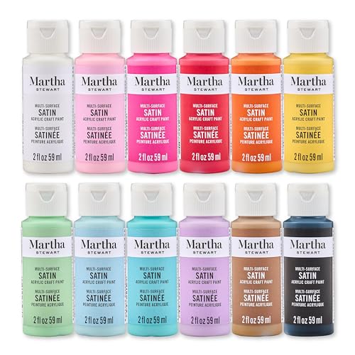 Martha Stewart, Multi-Surface Satin 12 pc Paint Set, Color Essentials - color: Color Essentials