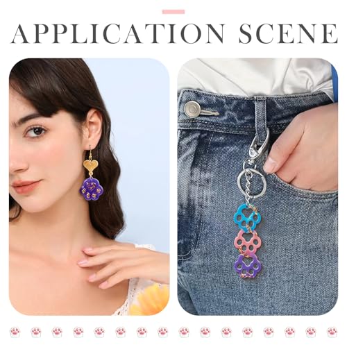 Elecrelive 2Pcs Cat Dog Paw Print Resin Jewelry Molds Earring Pendants Epoxy Mold Animal Footprints Jewelry Kit for DIY Craft Necklace Keychains Decoration