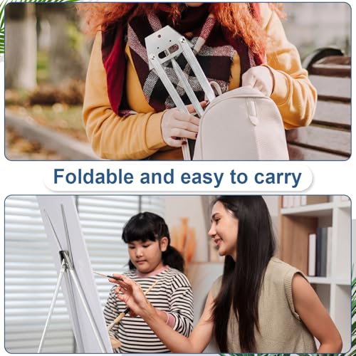 Zonon 6 Pcs Aluminum 15'' to 21'' Tabletop Display Easel for Painting Adjustable Folding Table Stand with Extension Arms Rubber Feet for Whiteboard Canvas Poster Sign Picture Artist(Silver) - color: Silver