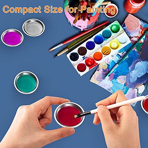 LucyPhy 50 PCS Stainless Steel Painting Color Palette, 2.1 in Painting Trays Make-Up Pallets Mini Metal Watercolor Palette Set for Artist Art and Crafts Supplies