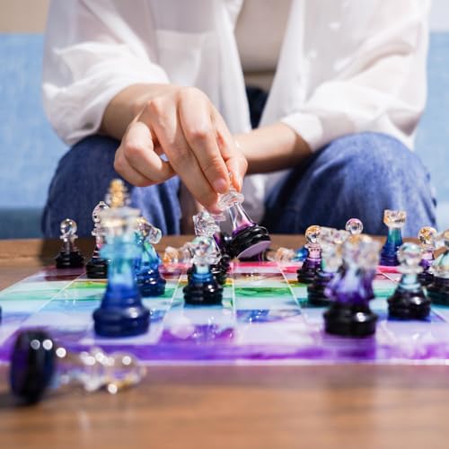 LET'S RESIN Chess Molds for Resin Casting, Upgraded Resin Chess Set Mold with 16 Piece 3D Full Size Chess Checkers & Chess Board Epoxy Silicone Resin Molds, DIY Chess Board Game, Christmas Gifts