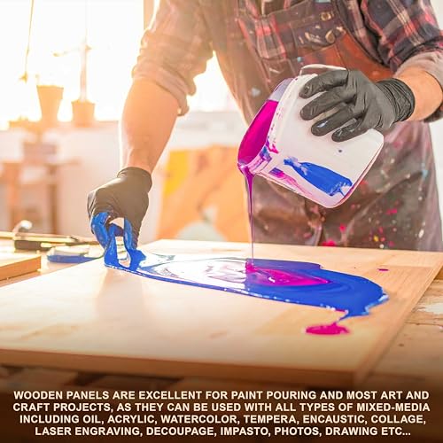 U.S. Art Supply 04" x 04" Unfinished Cradled Wood Panels for Painting, Studio 3/4" Deep (5 Pack) - Artist Depth Birch Wooden Wall Canvases - Mixed-Media Craft, Acrylic, Oil, Encaustic, Paint Pouring - size: 4" x 4", style: Square