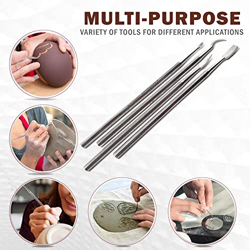 A2ZScilab - Stainless Steel Spatula Wax & Clay Sculpting Tool Carver Set, Carving Pottery Tools - Sculpture Shaper Polymer Modeling Tools for Clay, Pottery, Ceramics Artwork & Holiday Crafts (4PK) - style: 4PK
