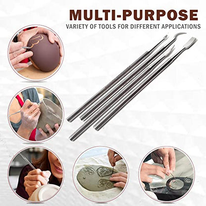 A2ZScilab - Stainless Steel Spatula Wax & Clay Sculpting Tool Carver Set, Carving Pottery Tools - Sculpture Shaper Polymer Modeling Tools for Clay, Pottery, Ceramics Artwork & Holiday Crafts (4PK) - style: 4PK