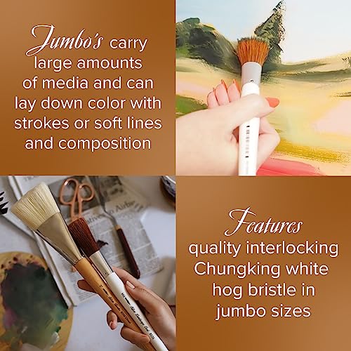 Silver Brush Limited 8036-MD Silver Jumbo Landscape Oval Paintbrush for Oil, Acrylic, Heavy Body Paints, Gesso & Grounds, Varnish & Top Coat, Size MD, Short Handle - size: Medium