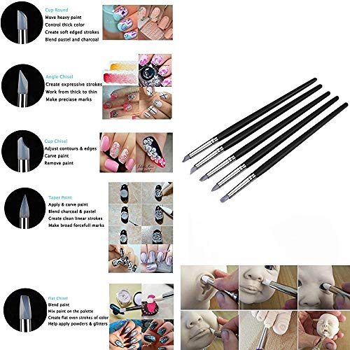COMIART 5pcs Flexible Clay Sculpture Tools Silicon Color Shapers Brushes Size 2 - size: size2