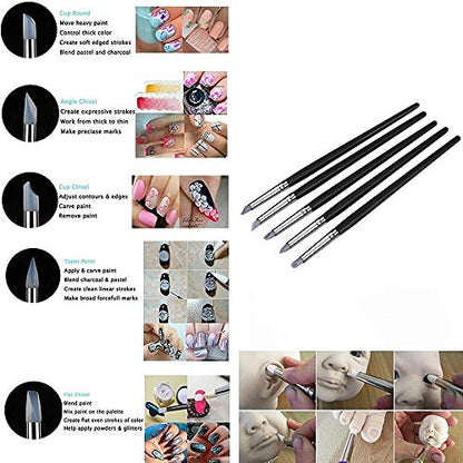 COMIART 5pcs Flexible Clay Sculpture Tools Silicon Color Shapers Brushes Size 2 - size: size2
