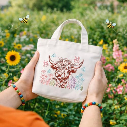 2 Sheets Highland Cow with Floral Silkscreen Stencil, Farmhouse Cow Self-Adhesive Silk Screen Printing Stencils Reusable Mesh Stencil for Painting on Wood, T-Shirt, Home Craft - color: Highland Cow