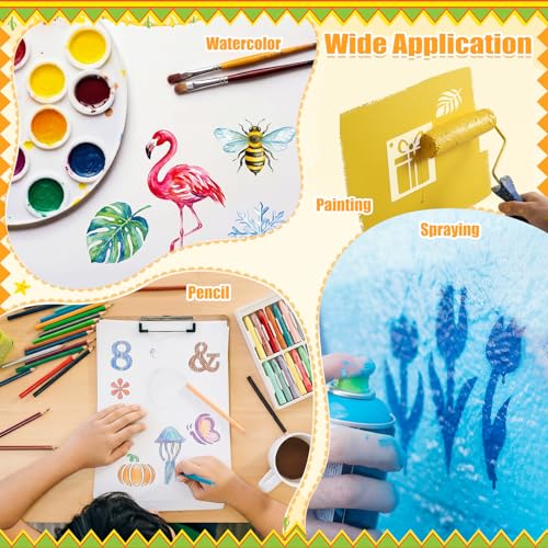 Fainne 100 Pcs Small Stencils for Crafts, 1.5 Inch Reusable Painting Stencils Painting Crafts Templates for Wood, Wall, Home Decor, Canvas, Fabric (Letter,Symbol) - style: Letter,Symbol