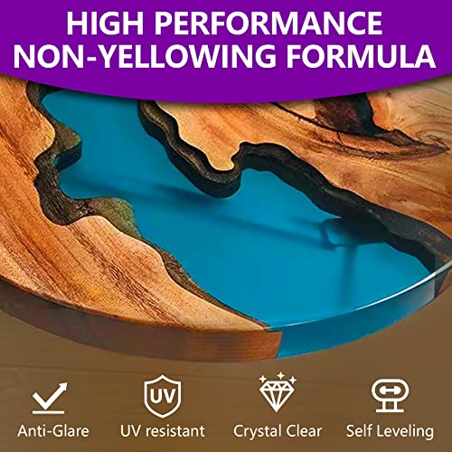 1 Gallon Crystal Clear Epoxy Resin Kit, High Gloss & Bubbles Free Resin Supplies for Art Coating and Casting, Craft DIY, Wood, Tabletop, Bar Top, Molds, River Tables with Cups, Sticks, Gloves - size: 1 Gallon