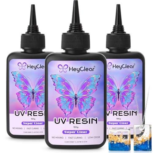 HeyClear 300g UV Resin kit Super Clear, Hard, Low Odor, Premixed UV Epoxy Resin Glue Fast Curing for Beginners Jewelry Making, DIY Crafts, Coating and Resina Art - size: 300g