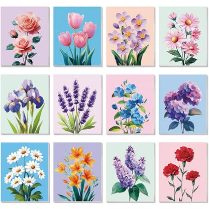 Engrowtic 12 Pcs 8 x 10'' Flower Pre Drawn Canvas to Paint Pre Printed Sketched Canvas for Adult Ladies Paint Art Party Favor Board Set for Craft(Fresh Style) - style: Fresh Style