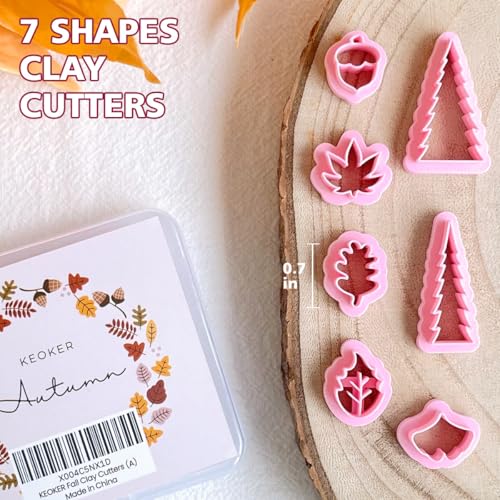 KEOKER Fall Polymer Clay Cutters for Jewelry - 7 Shapes Maple Leaves Earring Cutters - color: white A