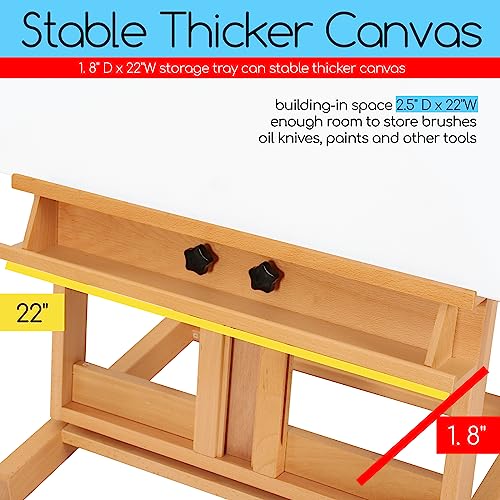 MEEDEN Large H-Frame Easel, Easel Stand for Paintings, Painting Easels, Easel Stand for Display, Solid Beechwood Wooden Easels for Painting Canvas, Holds Canvases Up to 78", Natural Color