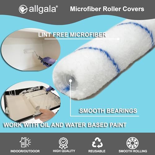 Allgala 6" Mini 3/8" Nap Shedless Microfiber Paint Roller Cover for Door Trim Furniture Cabinets - 144 Pack - size: 6" Micro (Pack of 144)