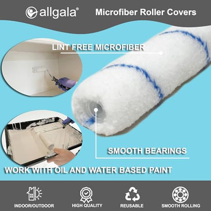 Allgala 6" Mini 3/8" Nap Shedless Microfiber Paint Roller Cover for Door Trim Furniture Cabinets - 144 Pack - size: 6" Micro (Pack of 144)