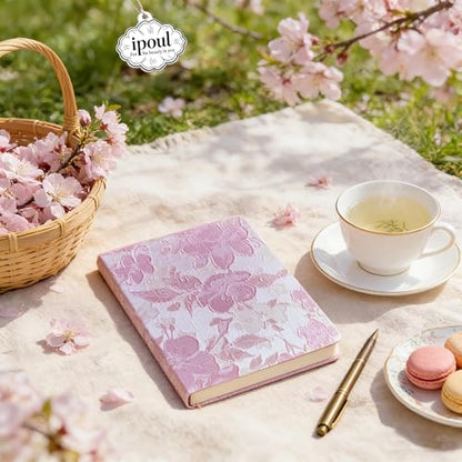 Pink Sketchbook, Cute Sketch Notebook, Drawing Journal, A5, Blank Pages, Unlined Paper, Hardcover, Lay Flat, Pretty Sketchbook for Women, Peach Flowers - color: Flower Peach Blossom, style: Plain