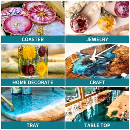 JDiction Epoxy Resin 80OZ- Epoxy Resin Kit Crystal Clear, Non Toxic, Bubble Free Epoxy Resin for Art Craft, Jewelry Making, River Tabletop, Christmas Gift - size: 80 fl oz